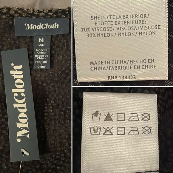 Modcloth Velvet Dot New Sheer's Eve Top Grey Black M - Picture 11 of 11